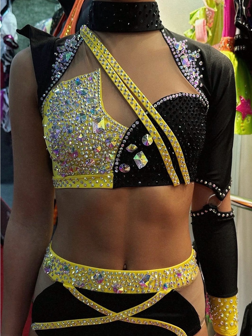 Glamour Yellow & Black Custom Jazz Dance Costume
